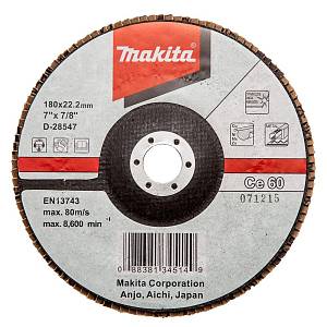 Шлиф/лепестковый плоский диск 180 мм Ce60 Makita D-28547