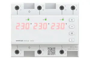 Реле контроля напряжения 3-фазное 3х63А Welrok D6-63 red