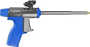 Пистолет для монтажной пены ЗУБР "Турбо", 4-06877_z01, серия "Эксперт", алюминиевый корпус, эргономичная рукоятка, антифрикционное покрытие
